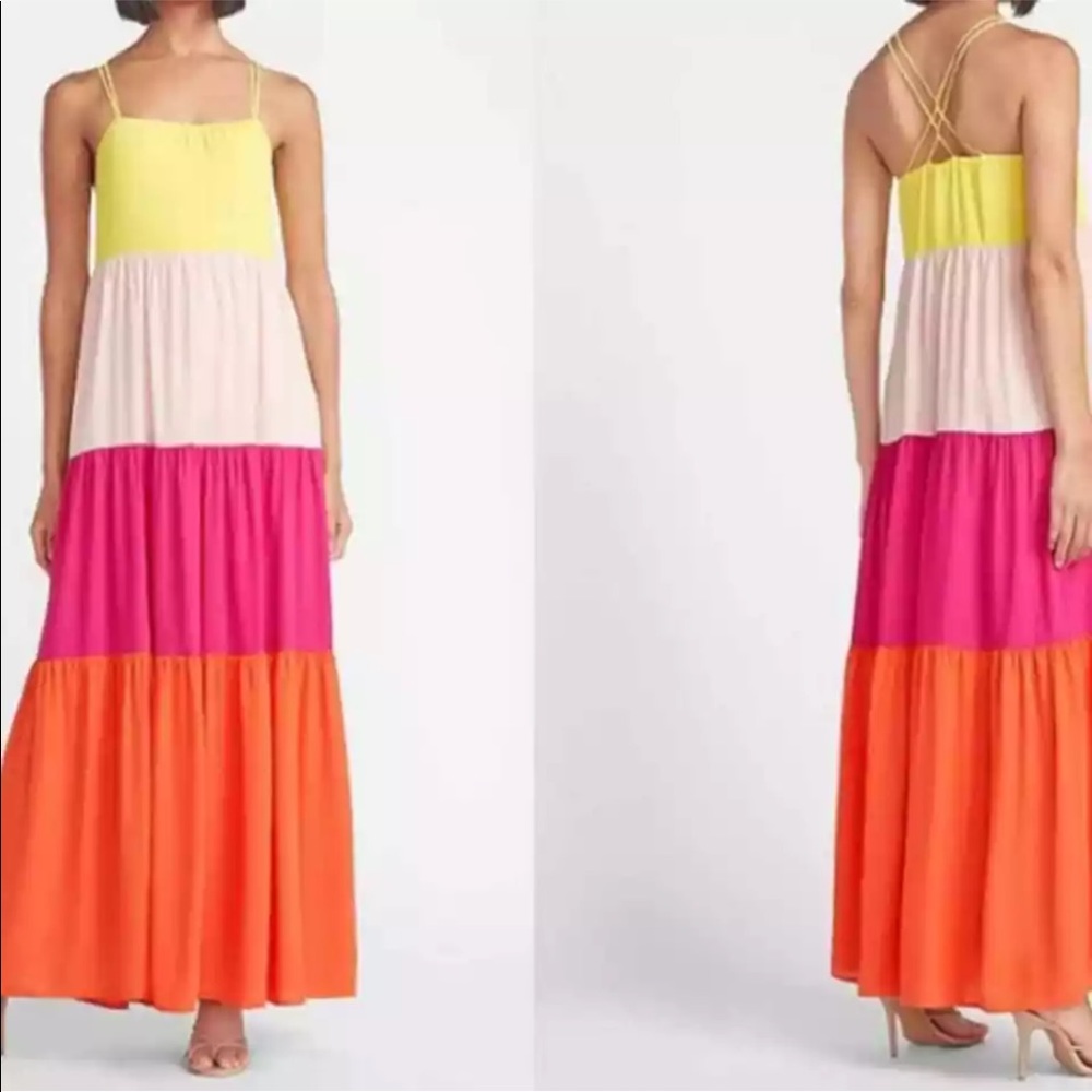Express Tiered Colorblock Maxi Dress